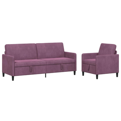 Bankenset met opbergruimte 2 st Paars Polyester