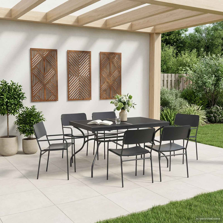 Uiterbreidbare Mesh Eettafel Antracietkleurig 212 x 90 x 76 cm