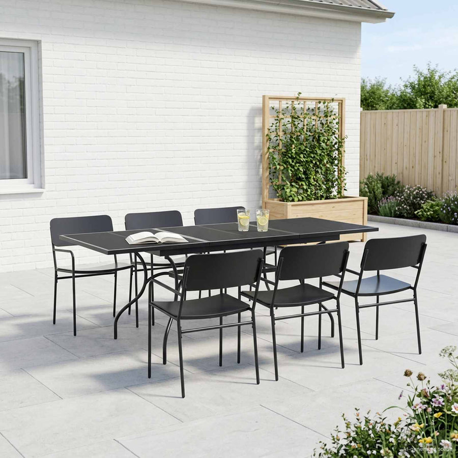 Uiterbreidbare Mesh Eettafel Antracietkleurig 212 x 90 x 76 cm