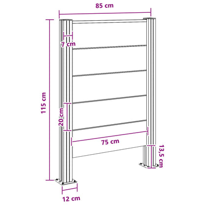 Afvalbak Schutting Bruin 85 x 12 x 115 cm Aluminium en WPC
