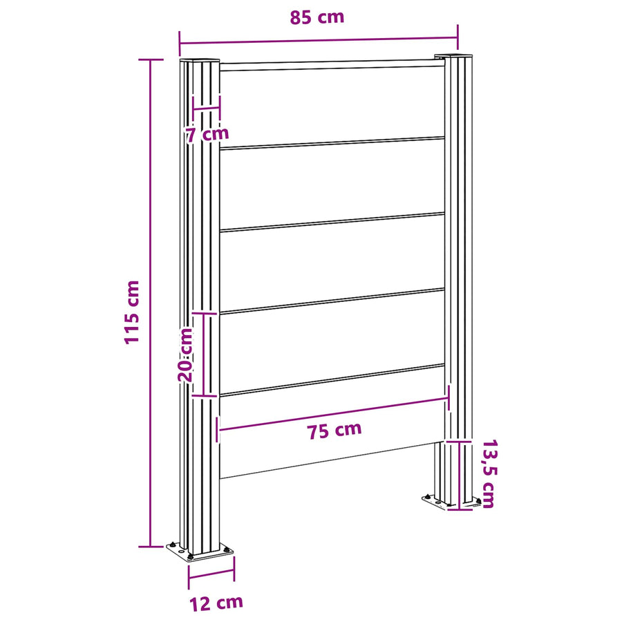 Afvalbak Schutting Bruin 85 x 12 x 115 cm Aluminium en WPC