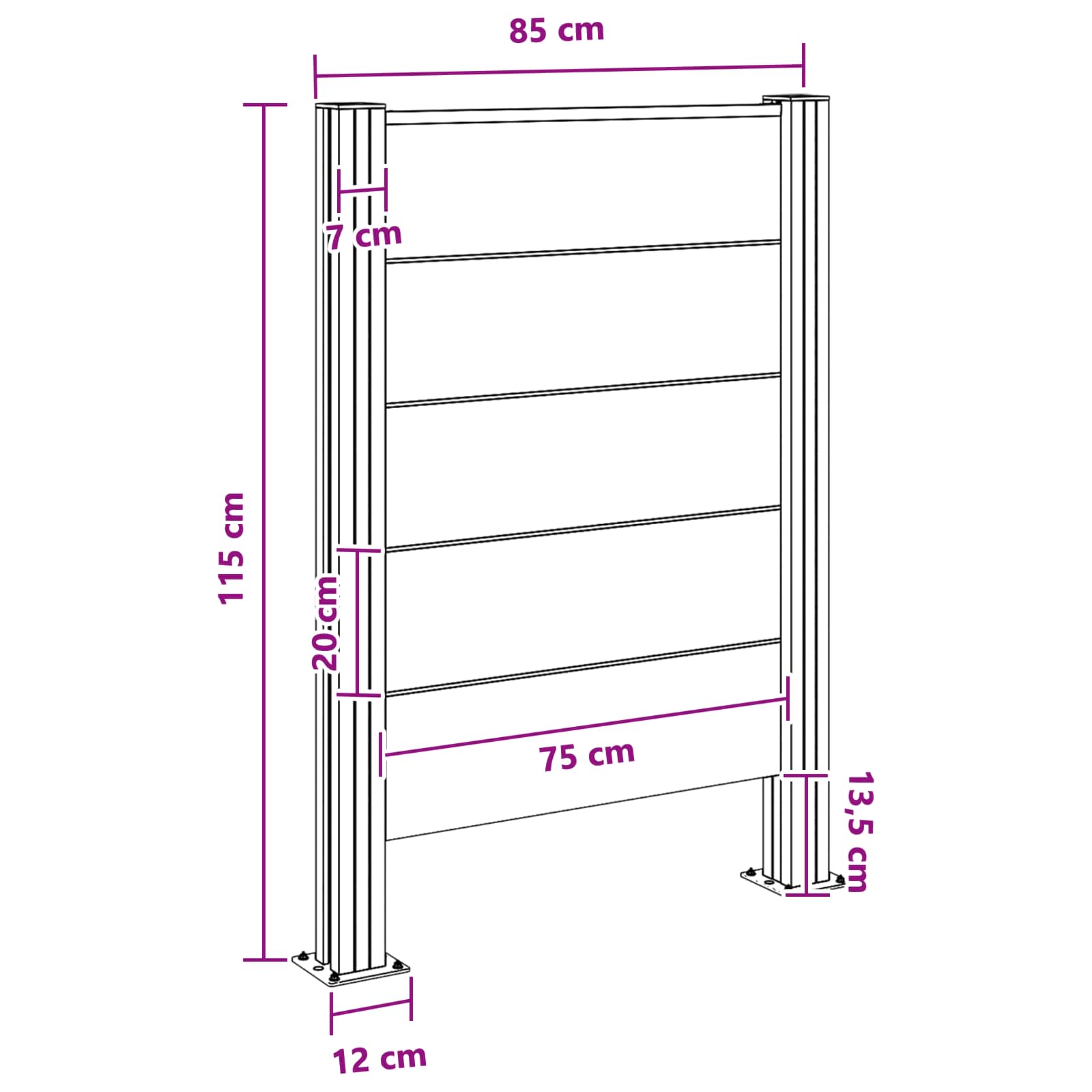 Afvalbak Schutting Grijs 85 x 12 x 115 cm Aluminium en WPC