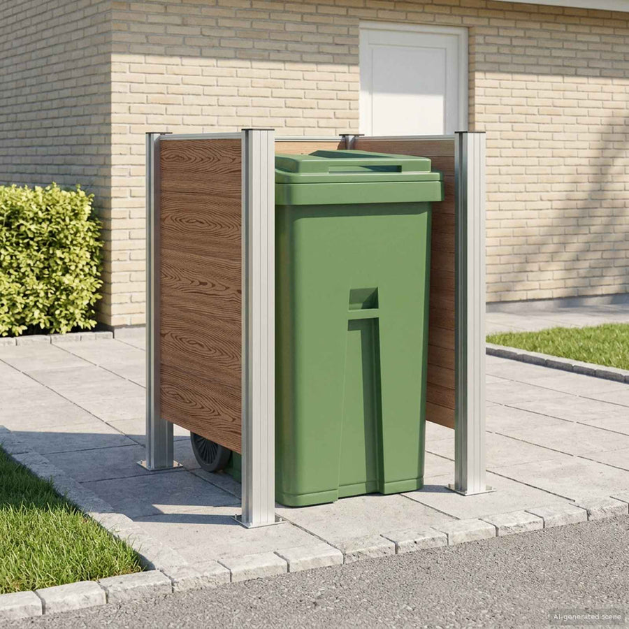 Afvalcontainer ombouw Bruin 85 x 85 x 115 cm Aluminium en WPC
