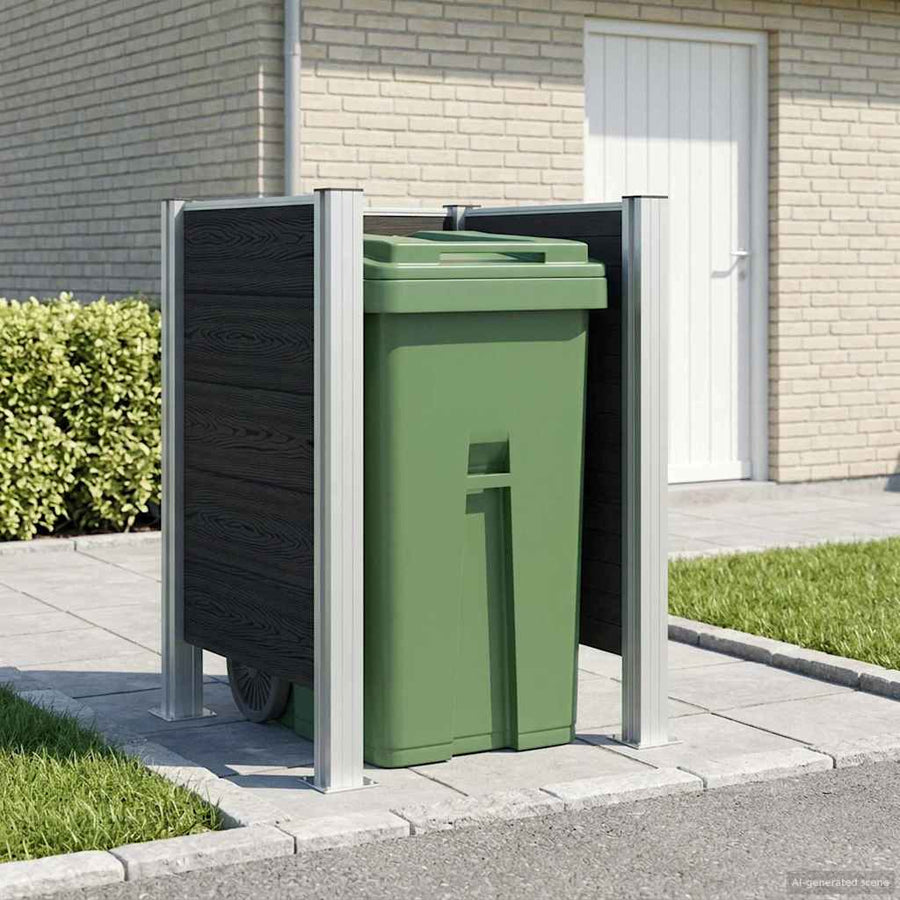 Afvalbak Schutting Grijs 85 x 85 x 115 cm Aluminium en WPC