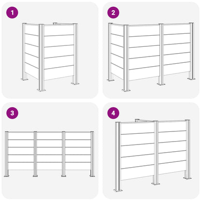 Afvalbak Schutting Grijs 85 x 85 x 115 cm Aluminium en WPC