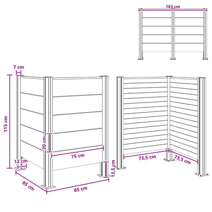 Afvalbak Schutting Grijs 85 x 85 x 115 cm Aluminium en WPC
