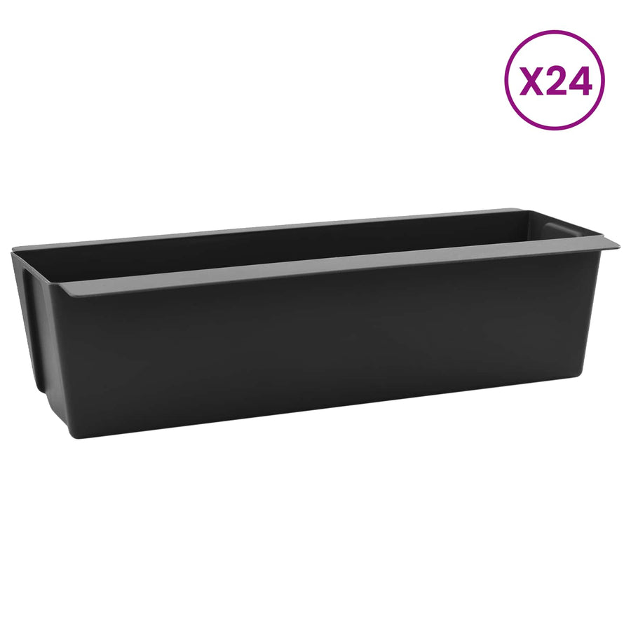 Bloembakken voor Euro-pallets 24 pcs Zwart 36 x 13,5 x 9,5 cm