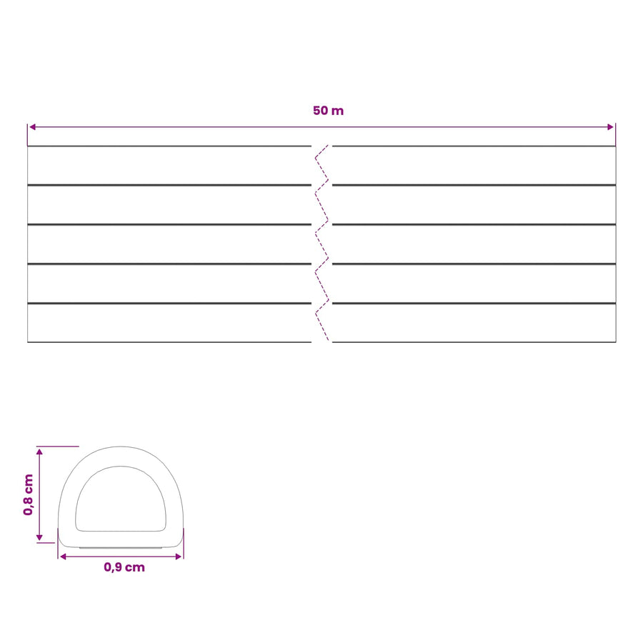 Zelfklevende raamafdichting Zwart 9 x 8 mm 50 m EPDM-schuim