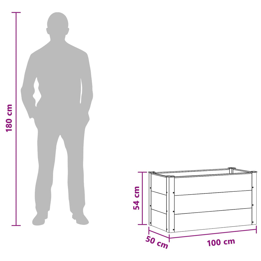 Verhoogde plantenbak Zwart 100 x 50 x 54 cm WPC en Aluminium