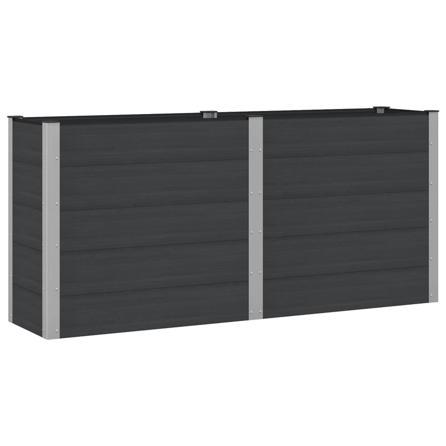Verhoogde plantenbak Zwart 200 x 50 x 91 cm alu.