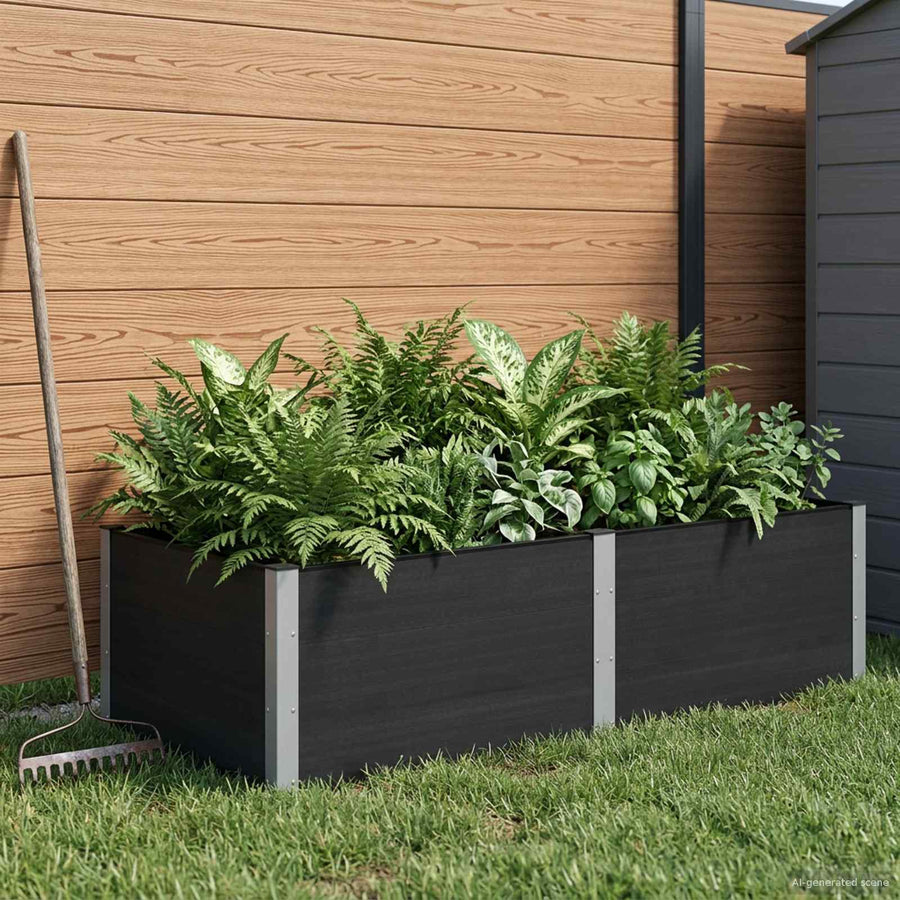 Verhoogde plantenbak Zwart 200 x 100 x 54 cm alu.