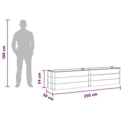 Verhoogde plantenbak Zwart 250 x 50 x 54 cm alu.