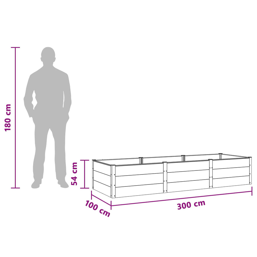 Verhoogde plantenbak Zwart 300 x 100 x 54 cm alu.