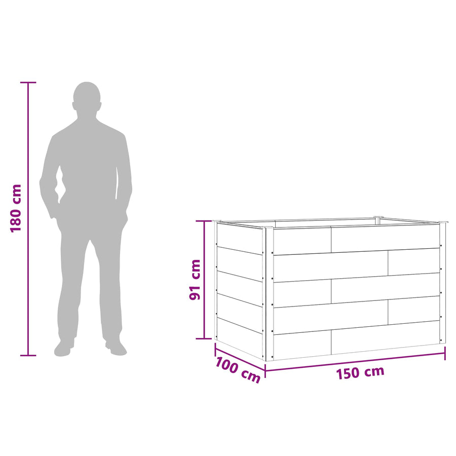 Verhoogde plantenbak Bruin 150 x 100 x 91 cm alu.
