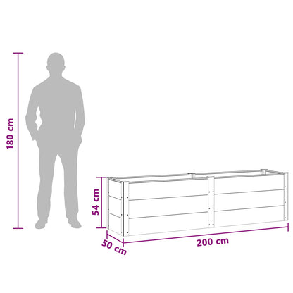Verhoogde plantenbak Bruin 200 x 50 x 54 cm alu.