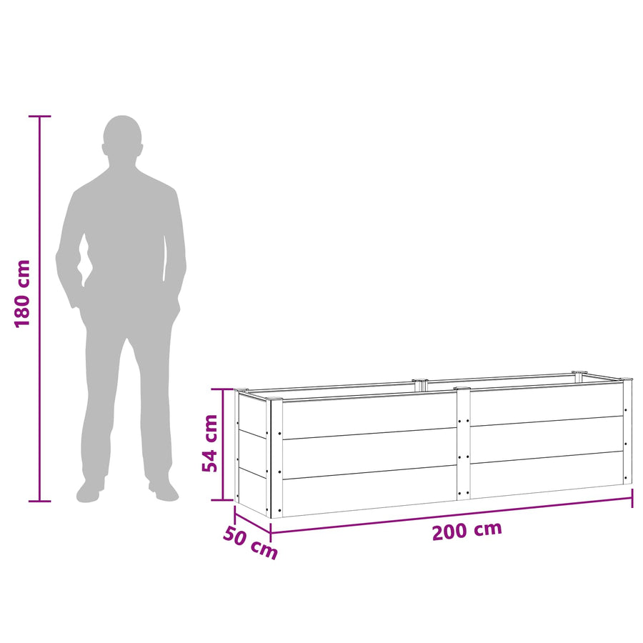 Verhoogde plantenbak Bruin 200 x 50 x 54 cm alu.