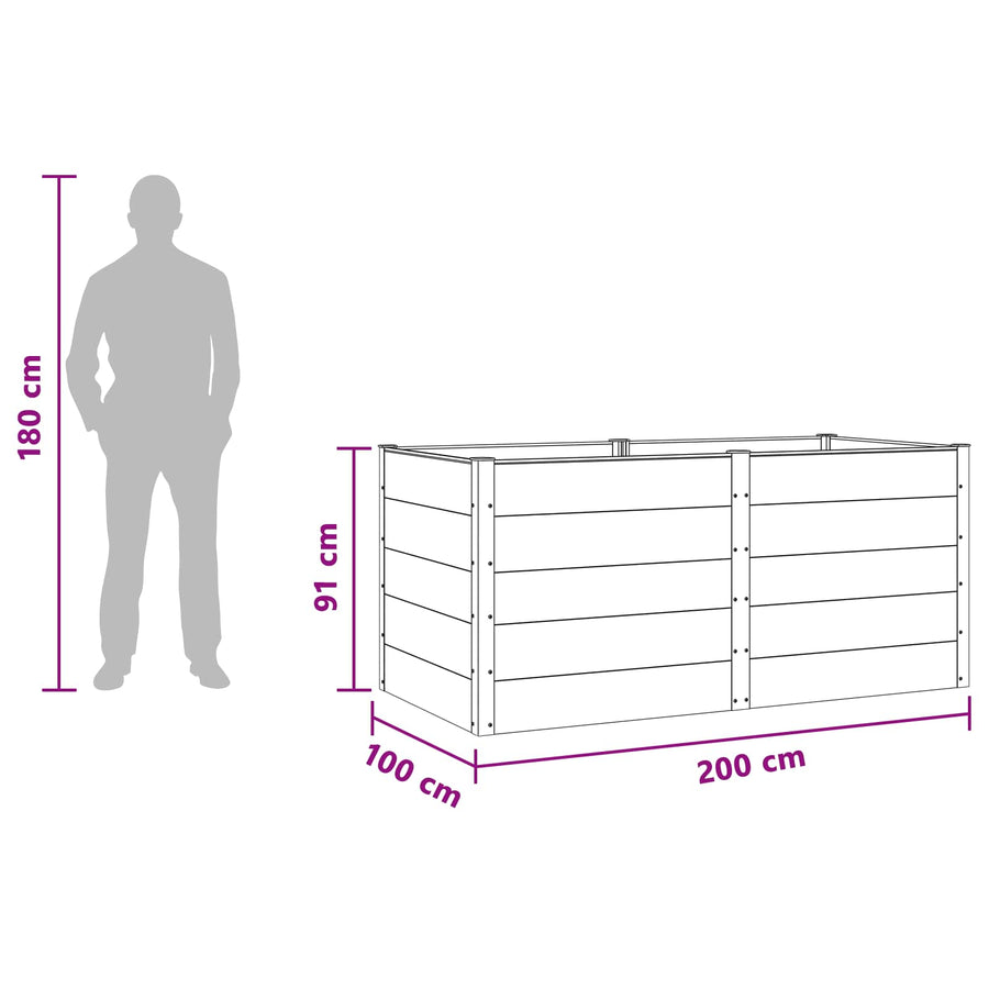 Verhoogde plantenbak Bruin 200 x 100 x 91 cm alu.
