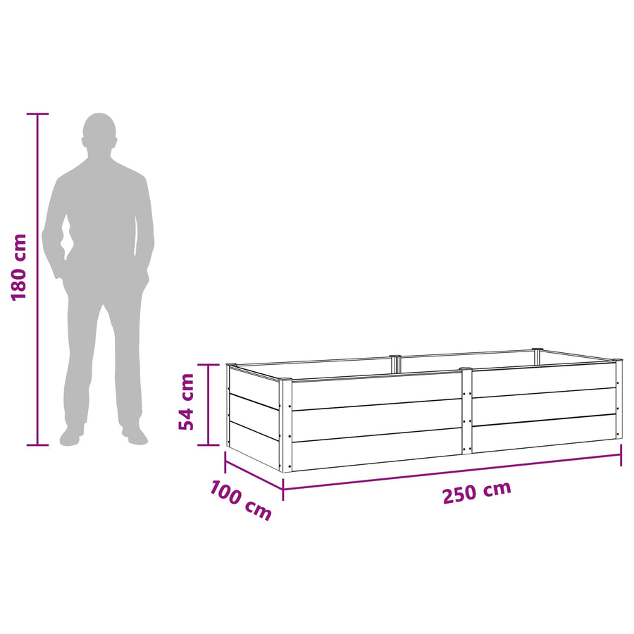 Verhoogde plantenbak Bruin 250 x 100 x 54 cm alu.