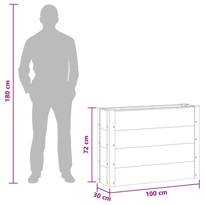 Verhoogde plantenbak Grijs 100 x 30 x 72 cm alu.