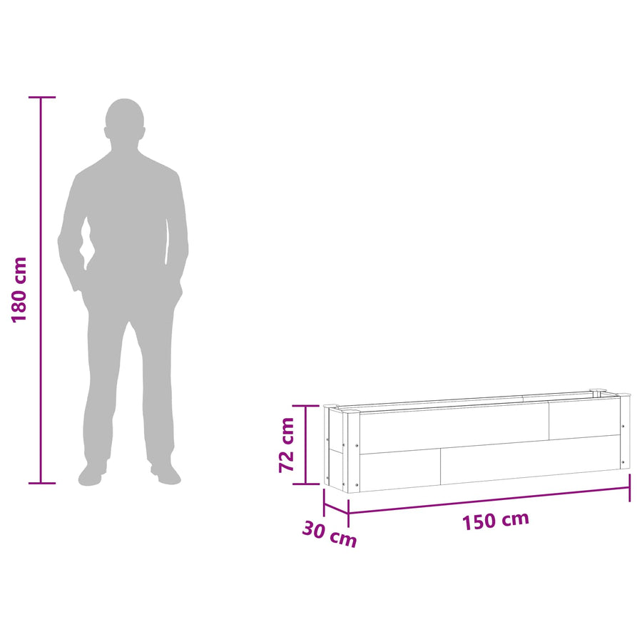 Verhoogde plantenbak Grijs 150 x 30 x 36 cm alu.