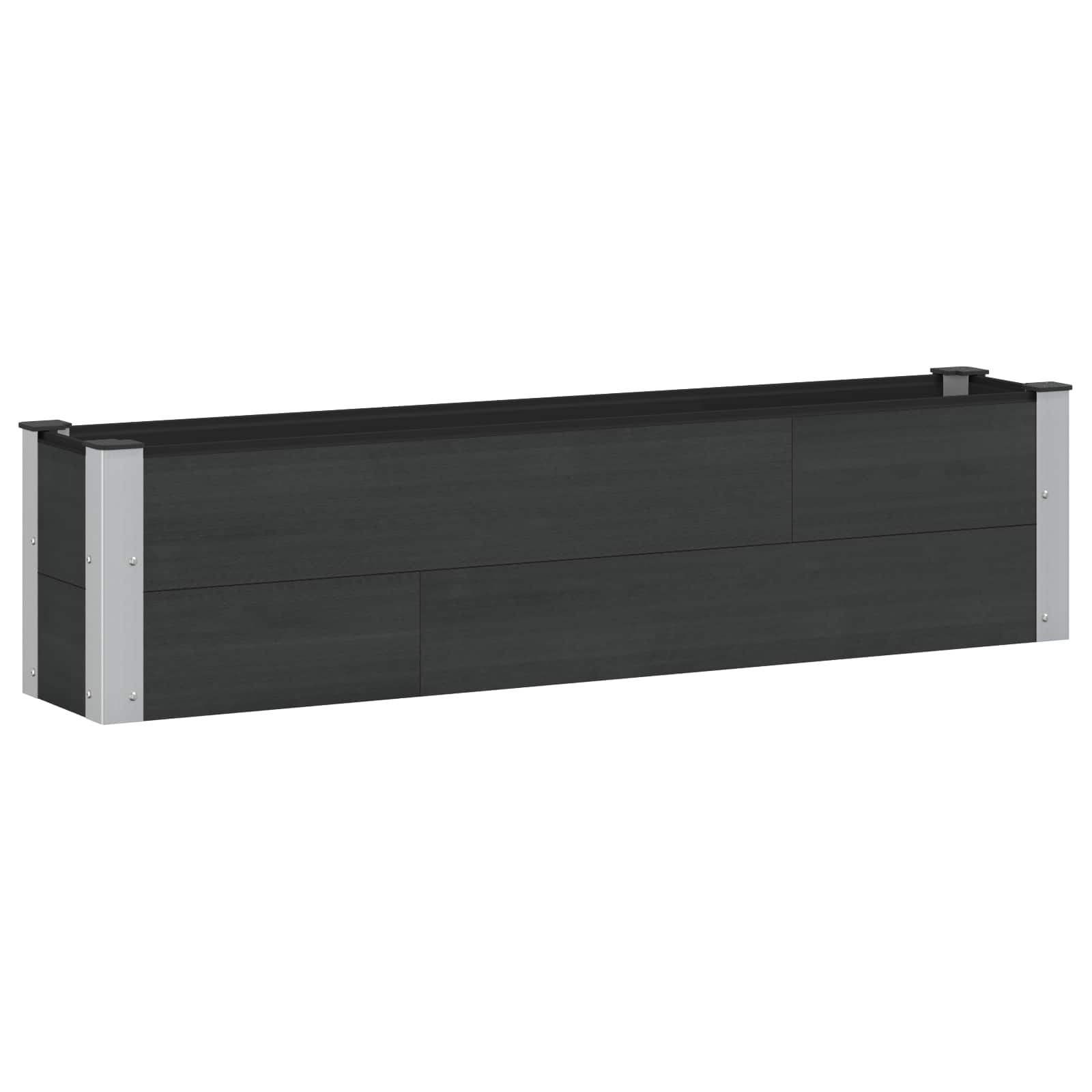 Verhoogde plantenbak Zwart 150 x 30 x 36 cm alu.