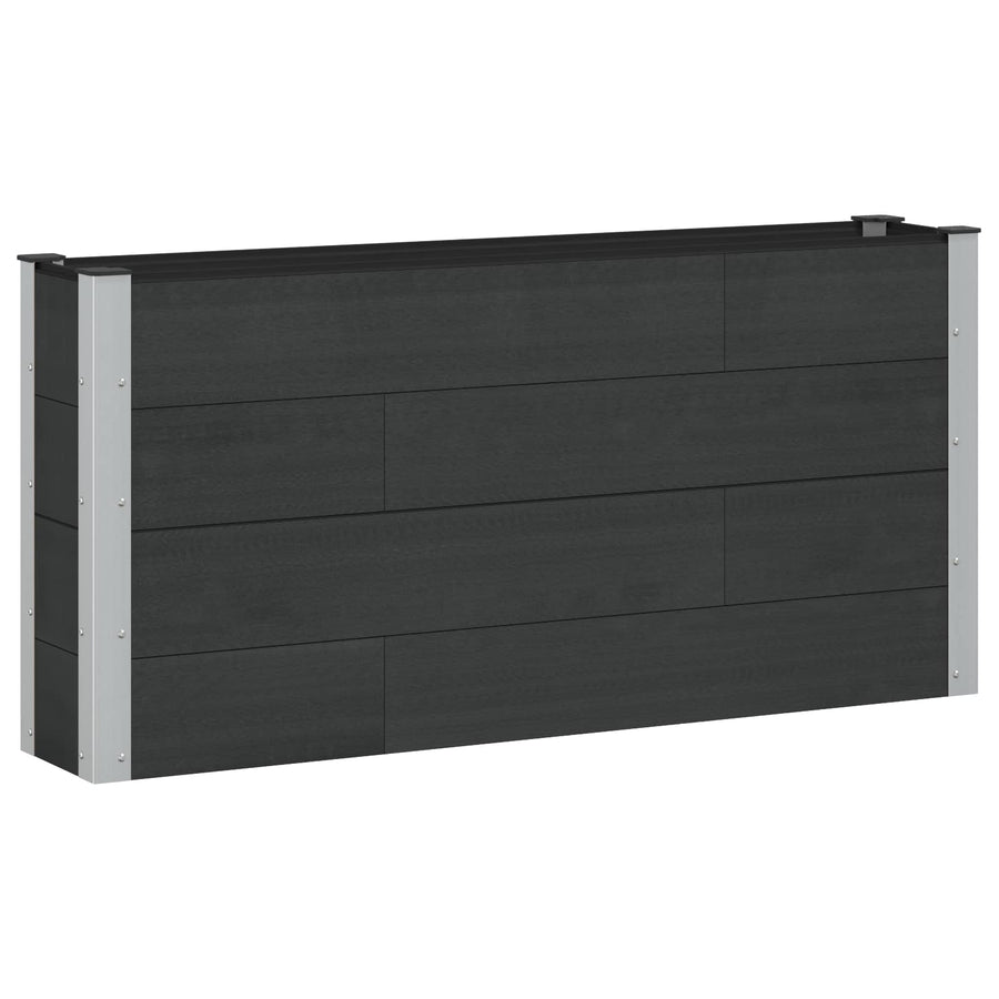 Verhoogde plantenbak Zwart 150 x 30 x 72 cm alu.