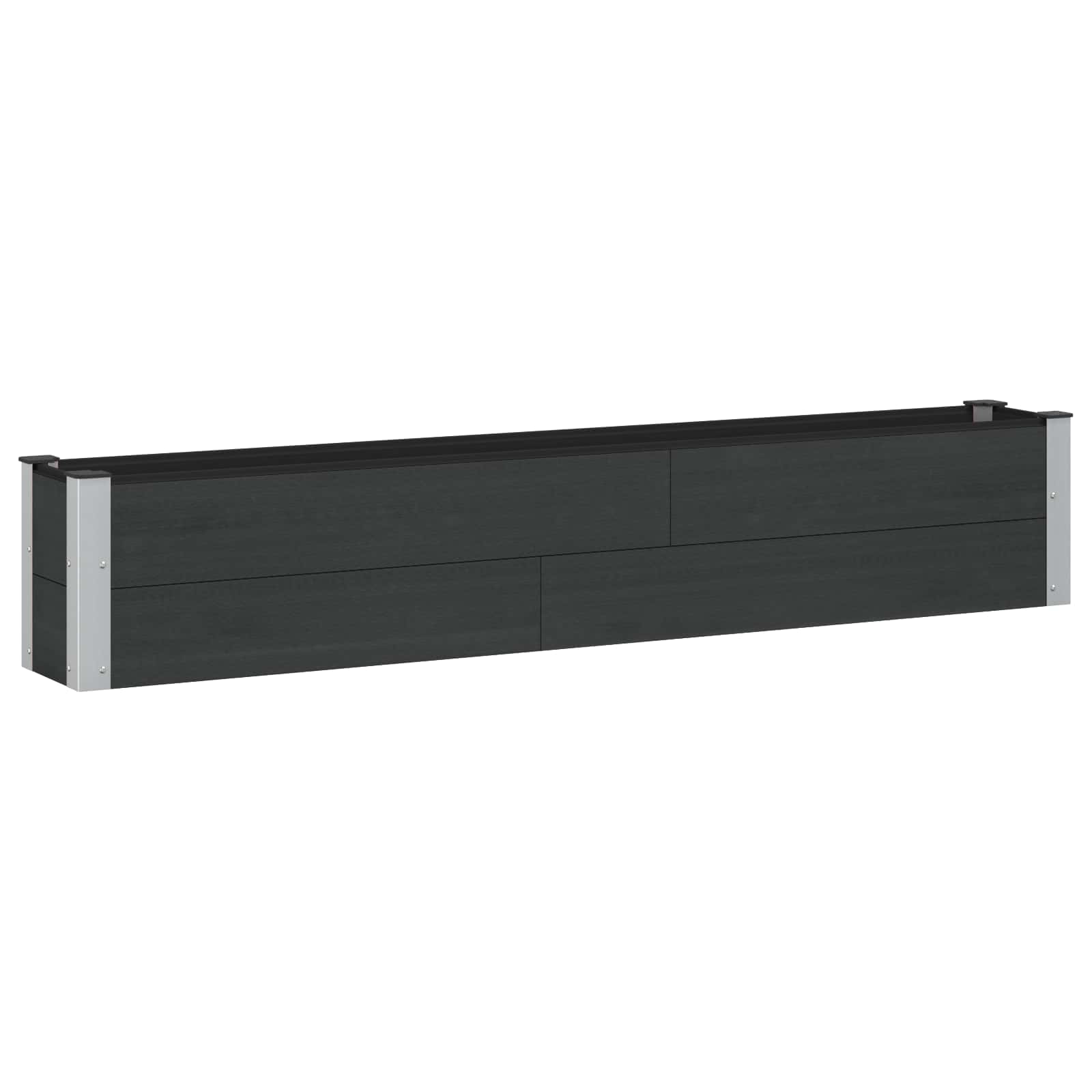 Verhoogde plantenbak Zwart 200 x 30 x 36 cm alu.