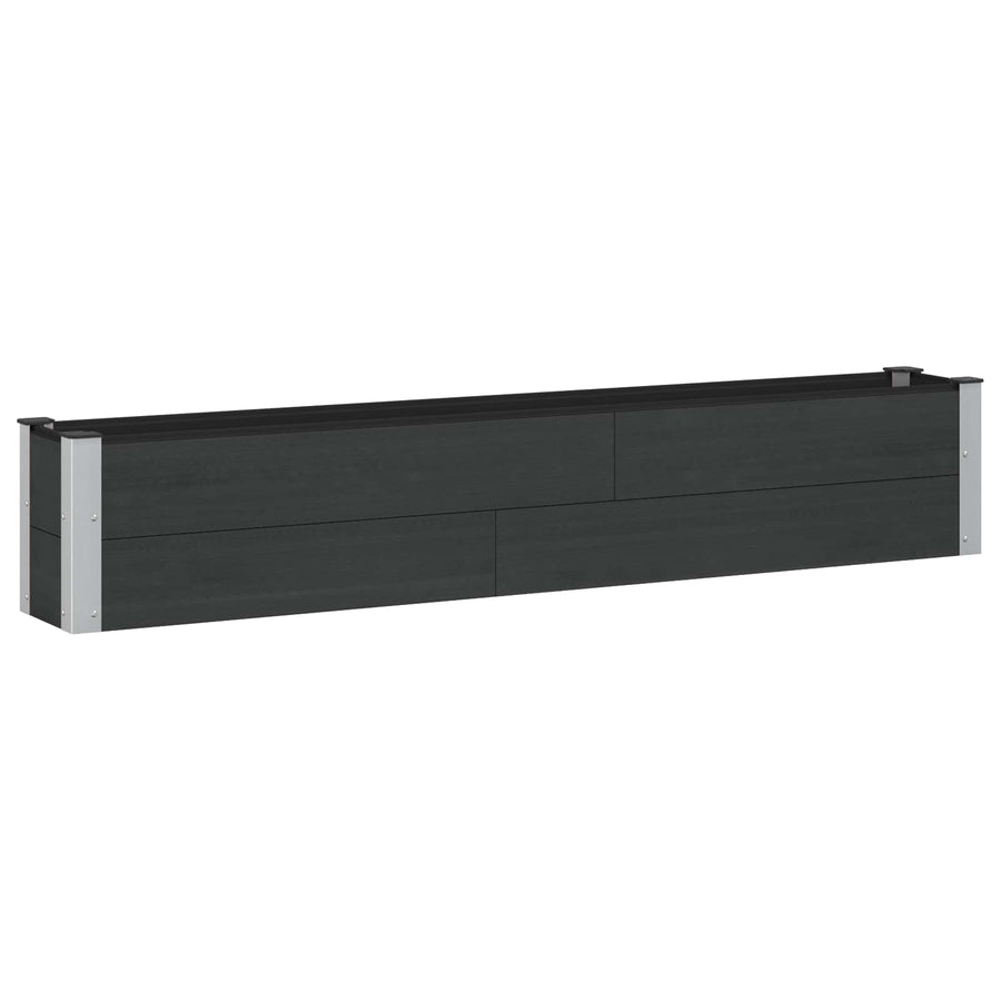 Verhoogde plantenbak Zwart 200 x 30 x 36 cm alu.