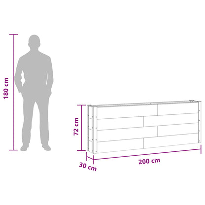 Verhoogde plantenbak Zwart 200 x 30 x 72 cm WPC en Aluminium