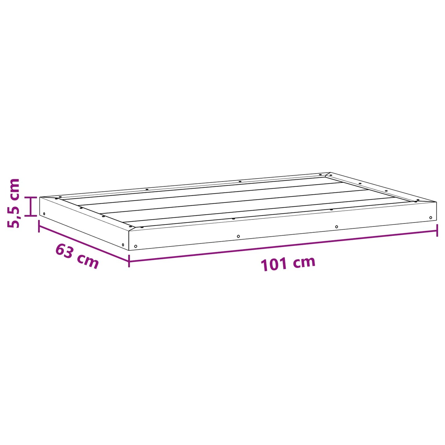 Douchebasisplaat Zwart 101 x 63 x 5,5 cm WPC