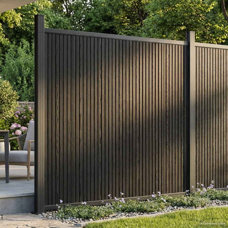 Hekpaneel WPC en Aluminium Zwart