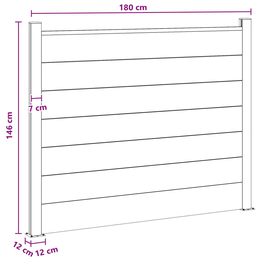 Hekpaneel WPC en Aluminium Zwart