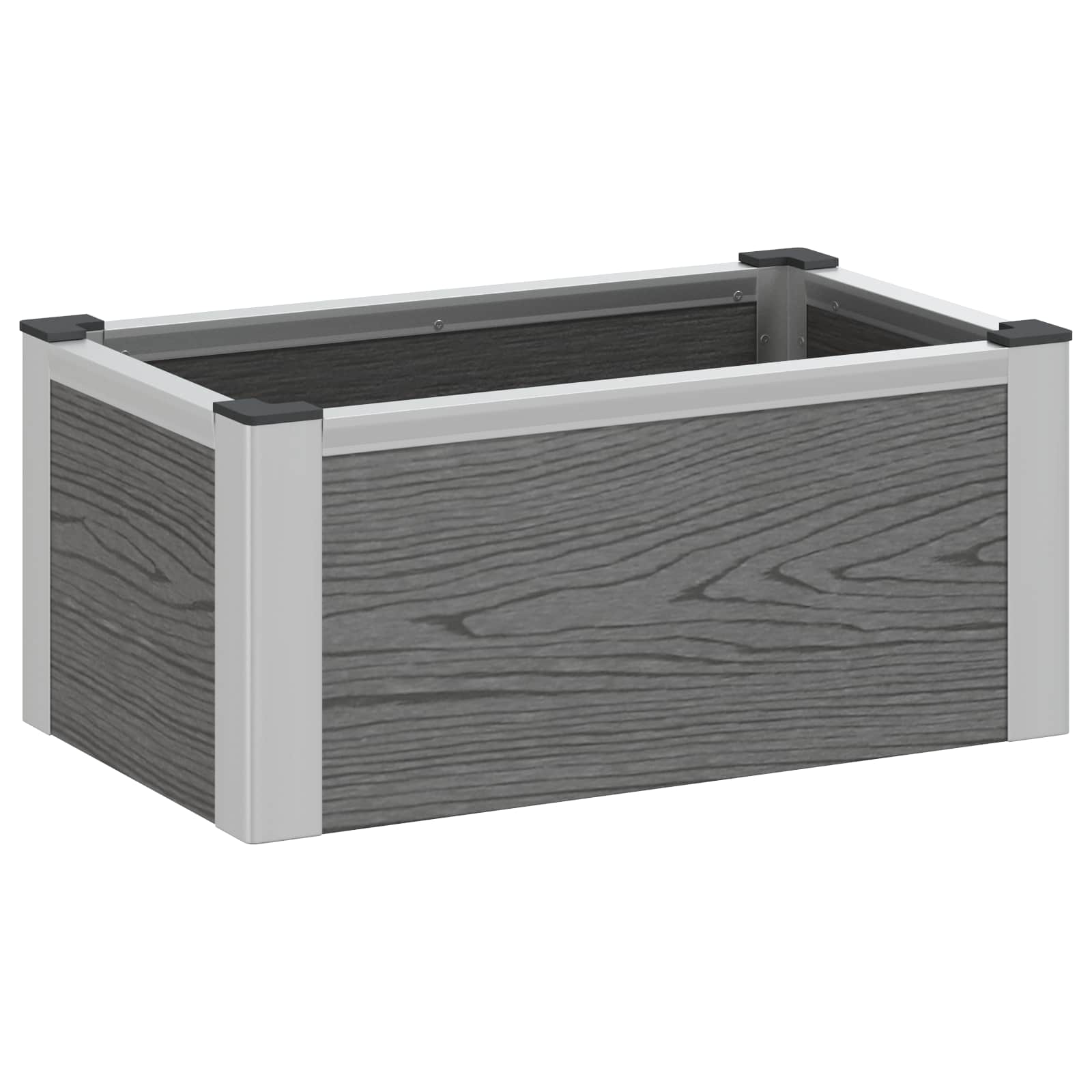 Verhoogde plantenbak Grijs 50 x 30 x 22 cm WPC en Aluminium