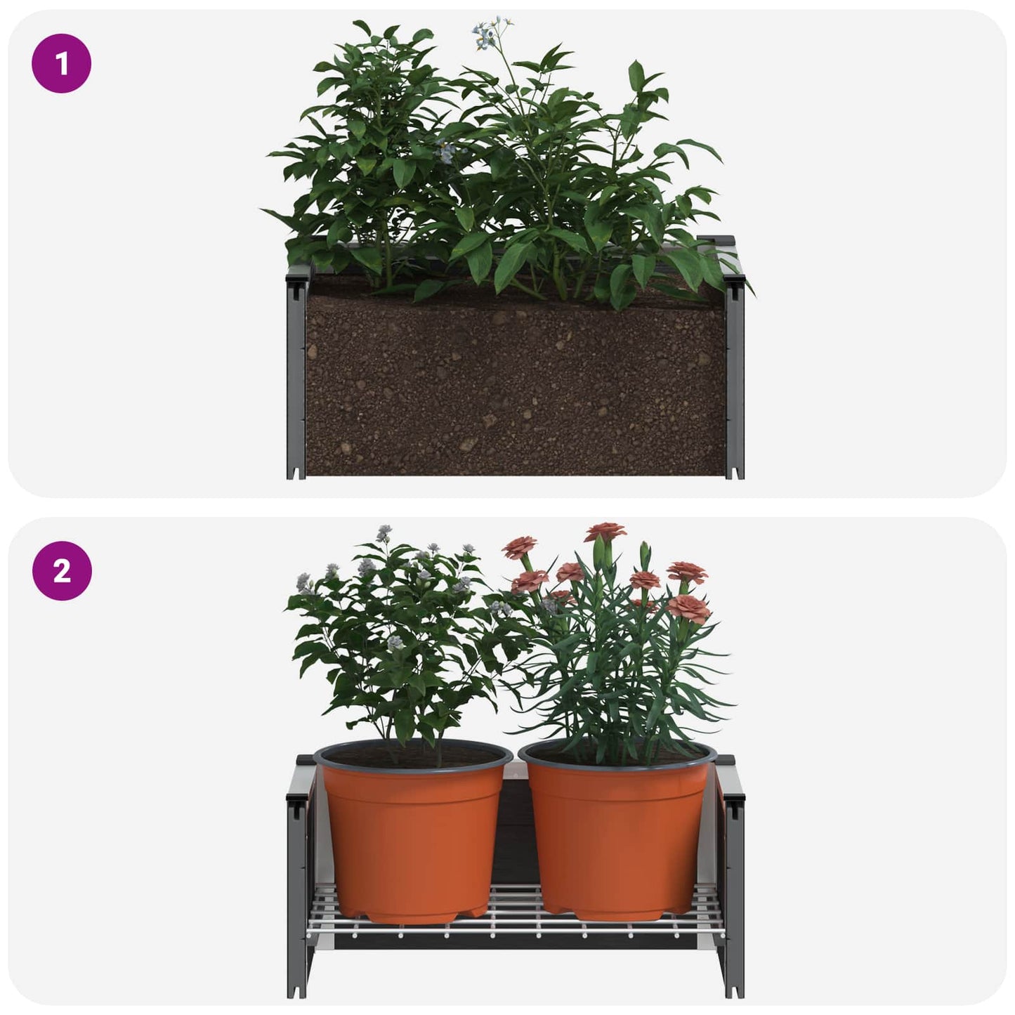 Verhoogde plantenbak Grijs 50 x 30 x 22 cm WPC en Aluminium