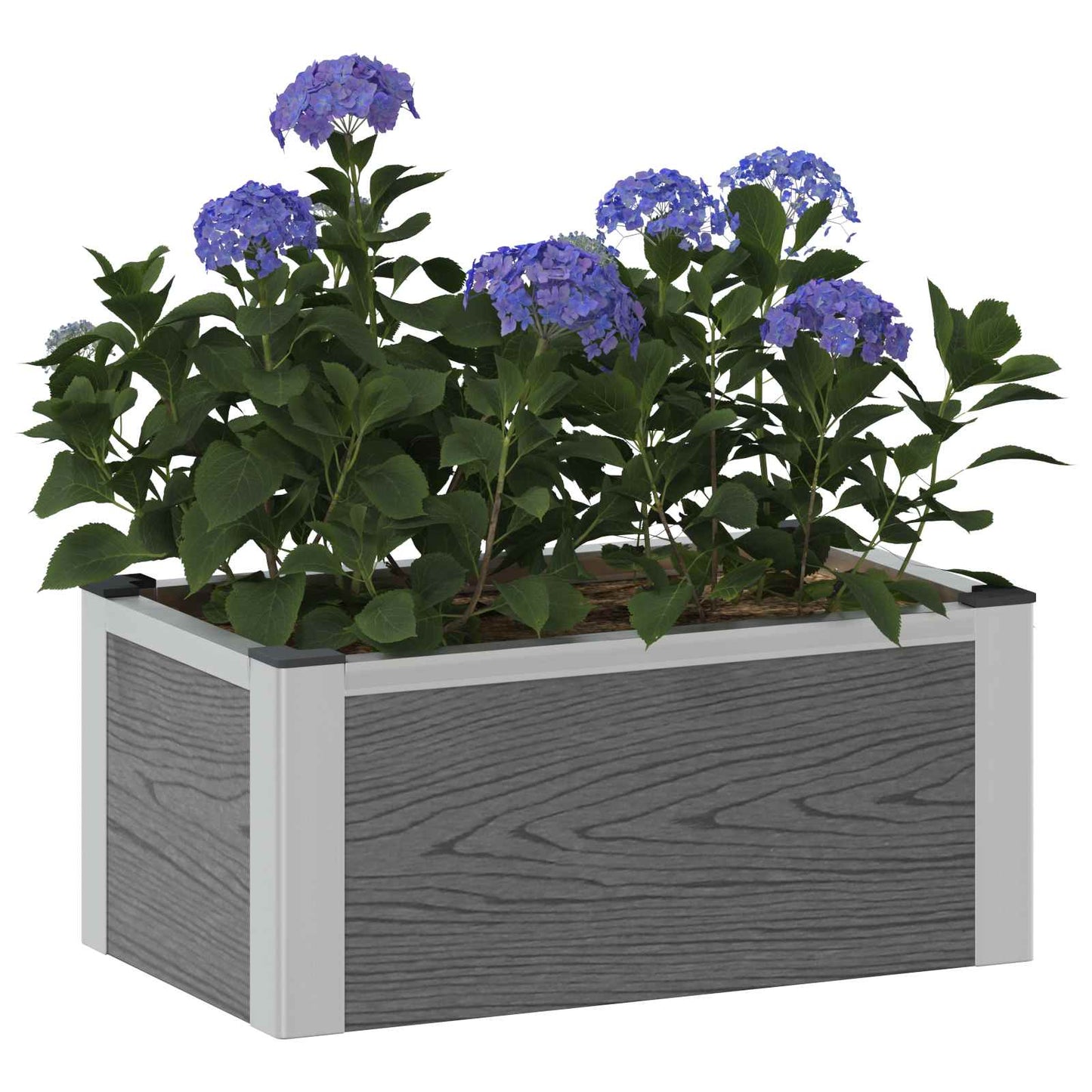 Verhoogde plantenbak Grijs 50 x 30 x 22 cm WPC en Aluminium