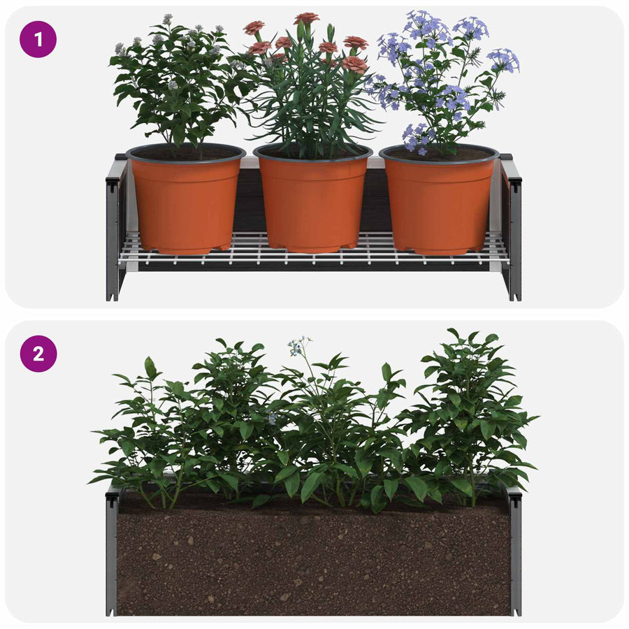 Verhoogde plantenbak Grijs 75 x 30 x 22 cm WPC en Aluminium