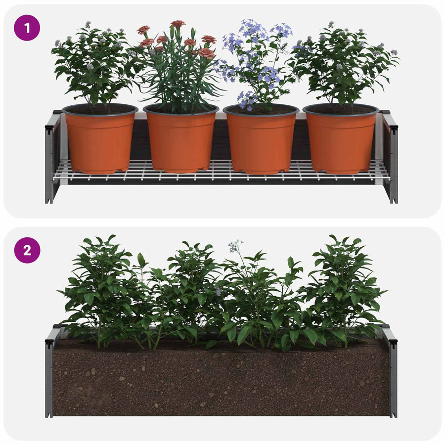 Verhoogde plantenbak Grijs 100 x 30 x 22 cm WPC en Aluminium