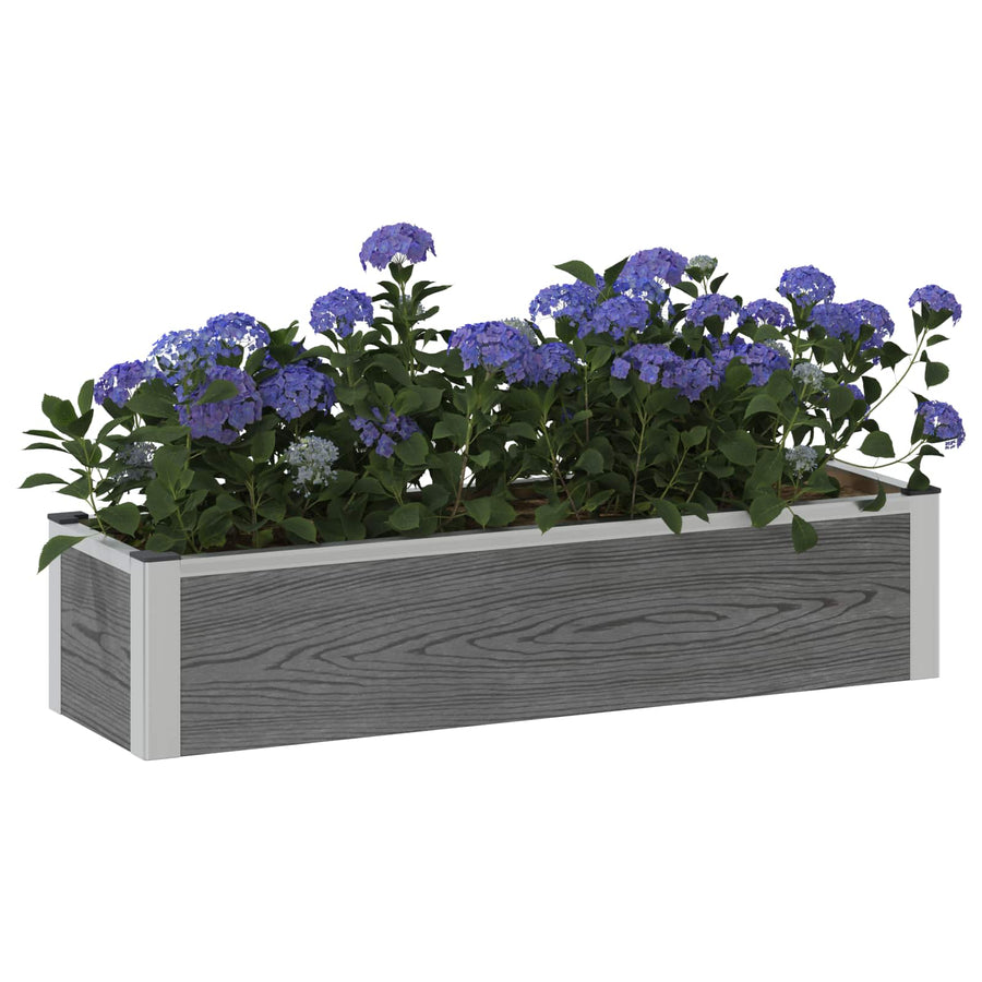 Verhoogde plantenbak Grijs 100 x 30 x 22 cm WPC en Aluminium