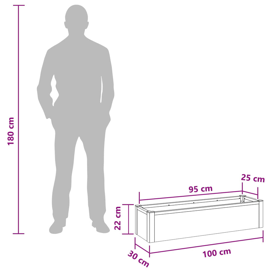 Verhoogde plantenbak Grijs 100 x 30 x 22 cm WPC en Aluminium