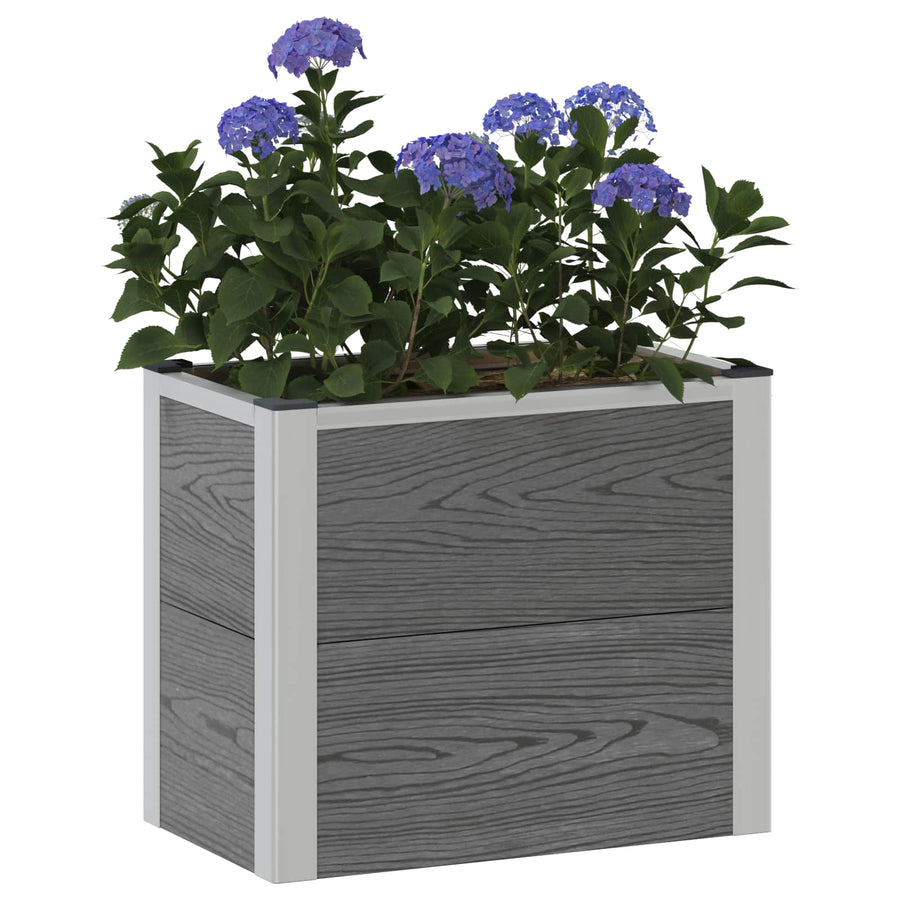 Verhoogde plantenbak Grijs 50 x 30 x 22 cm WPC en Aluminium