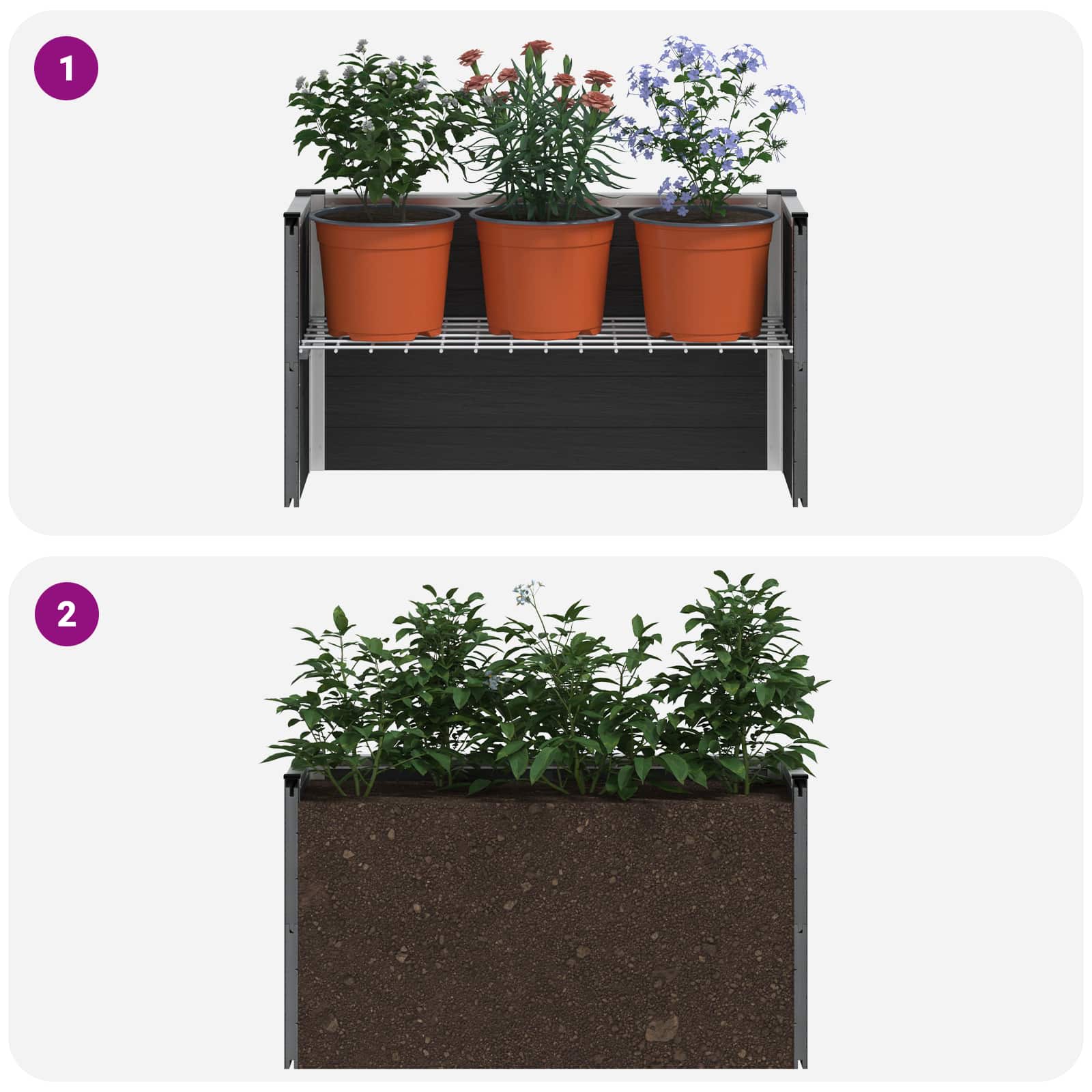 Verhoogde plantenbak Grijs 75 x 30 x 22 cm WPC en Aluminium