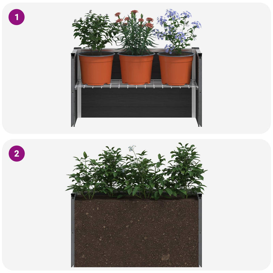 Verhoogde plantenbak Grijs 75 x 30 x 22 cm WPC en Aluminium