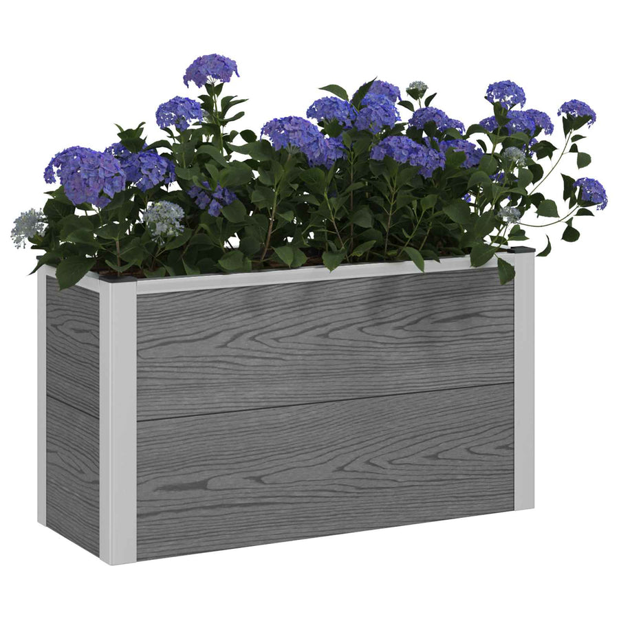 Verhoogde plantenbak Grijs 75 x 30 x 22 cm WPC en Aluminium