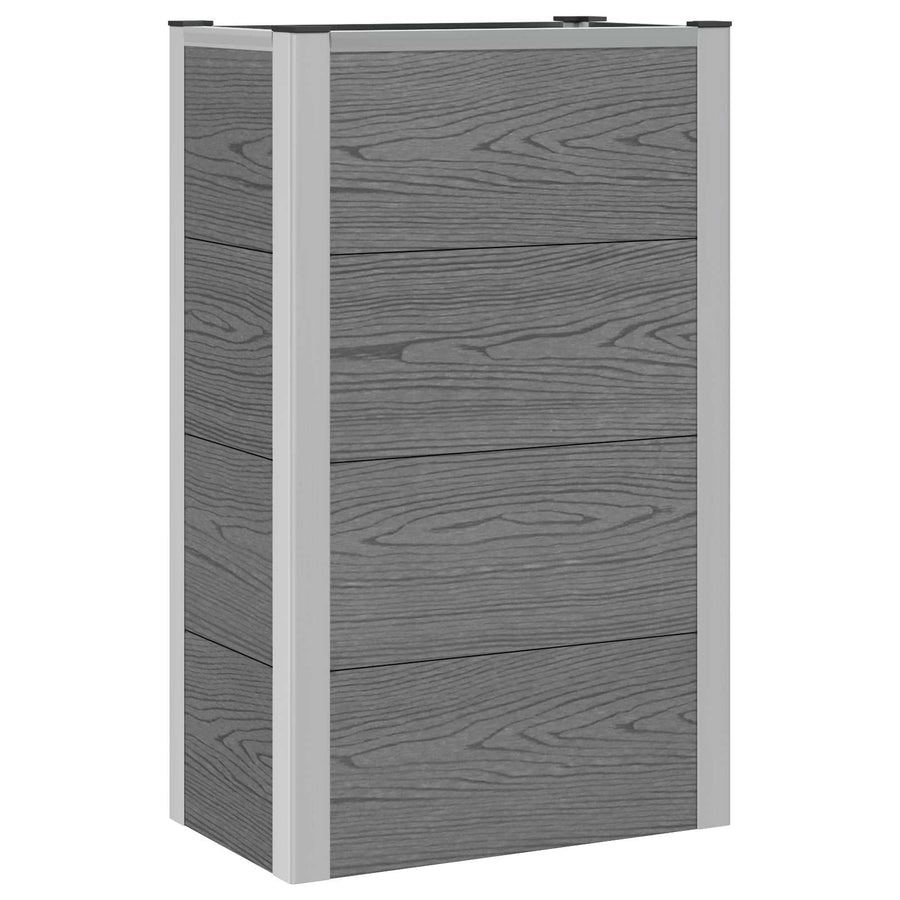 Verhoogde plantenbak Grijs 50 x 30 x 22 cm WPC en Aluminium