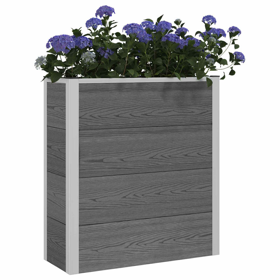Verhoogde plantenbak Grijs 75 x 30 x 22 cm WPC en Aluminium