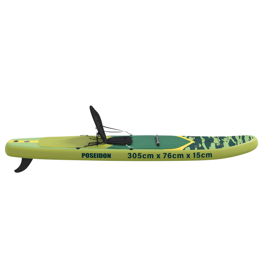 SUP Board met zitplaats 2-in-1 POSEIDON 305 x 76 x 15 cm Groen