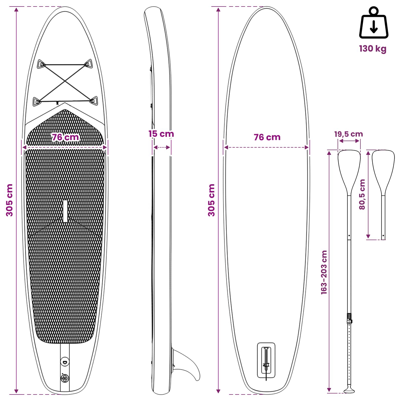 SUP Board met zitplaats 2-in-1 POSEIDON 305 x 76 x 15 cm Groen