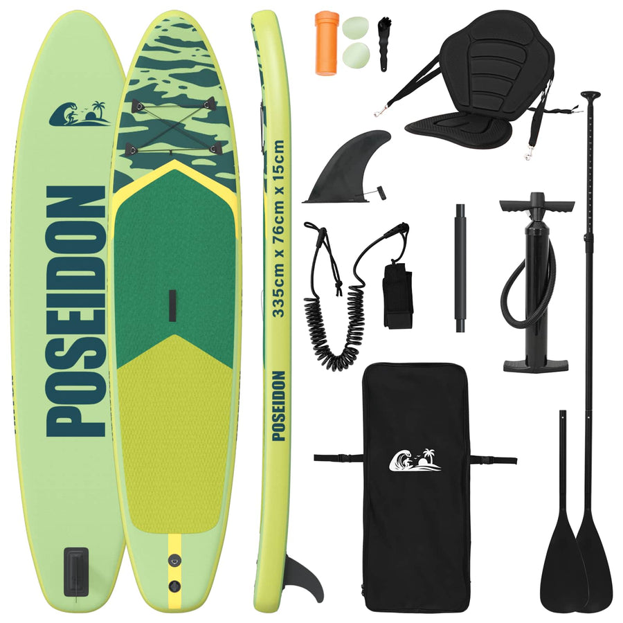 SUP Board met zitplaats 2-in-1 POSEIDON 335 x 76 x 15 cm Groen