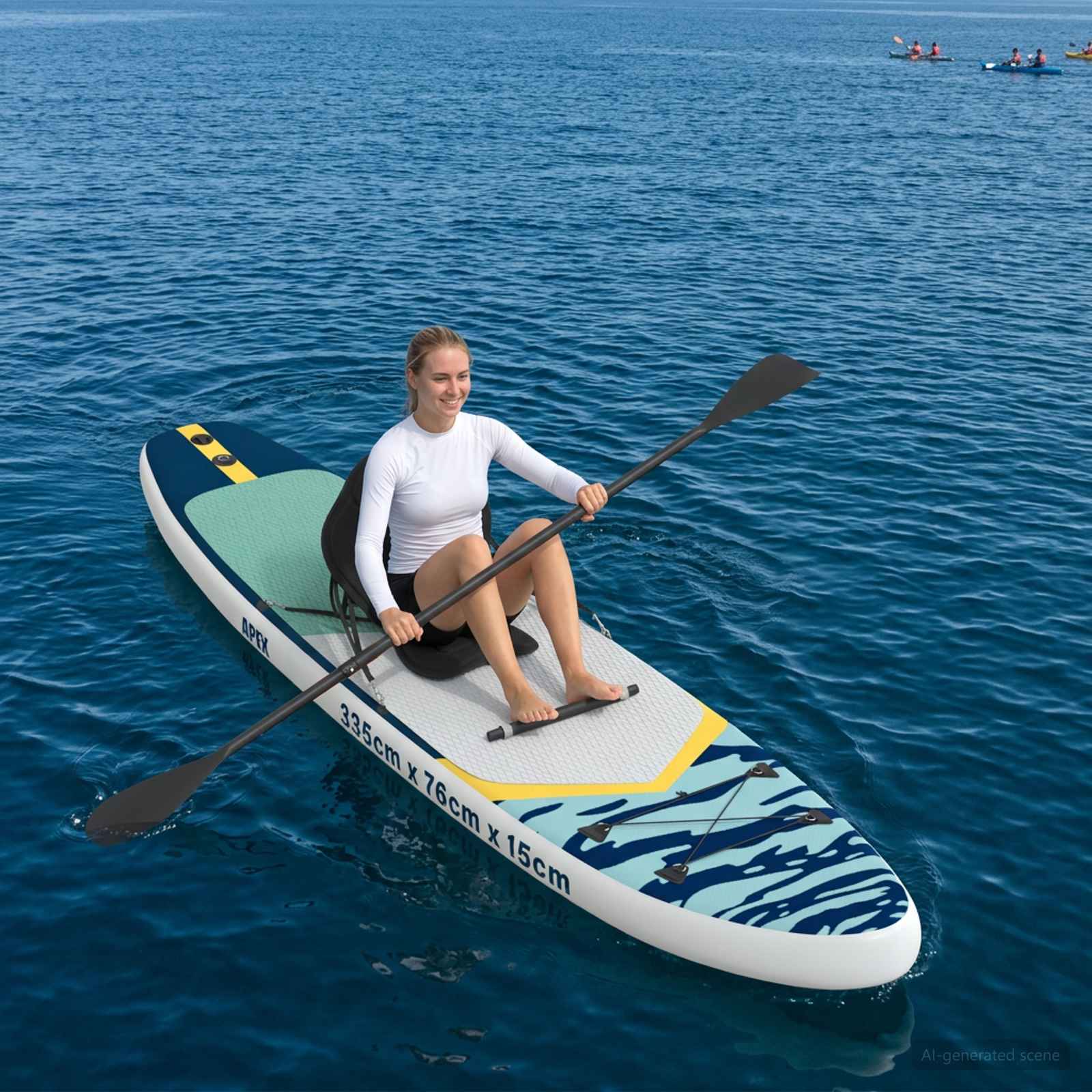SUP Board met zitplaats 2-in-1 APEX 335 x 76 x 15 cm Blauw voor