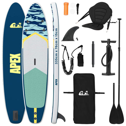 SUP Board met zitplaats 2-in-1 APEX 335 x 76 x 15 cm Blauw voor